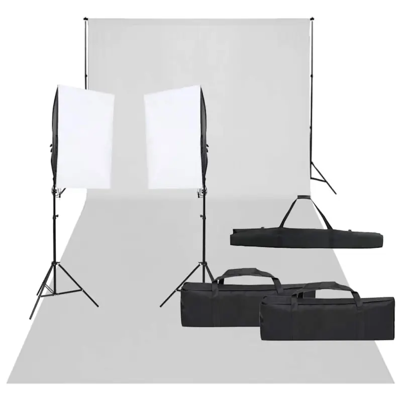 Fotograficzny zestaw studyjny z lampami i tłem