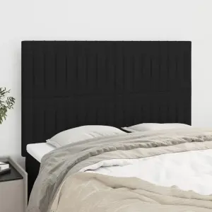 Zagłówek czarny 144x5x118/128 cm materiał