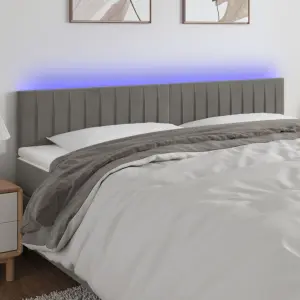 Zagłówek do łóżka z LED, jasnoszary, 160x5x78/88 cm, aksamit