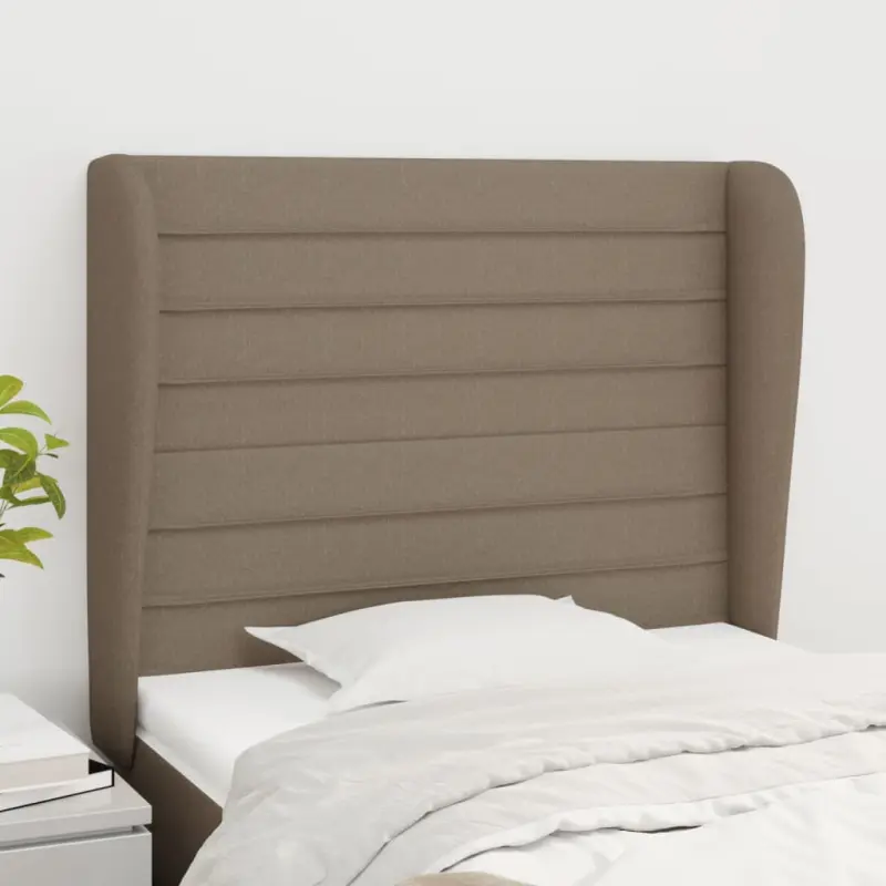 Zagłówek uszak, taupe, 93x23x118/128 cm, tkanina