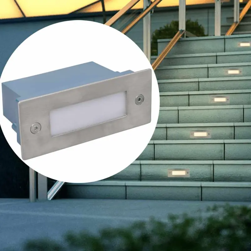 Wpuszczane lampki schodowe LED, 6 sztuk, 44x111x56 mm