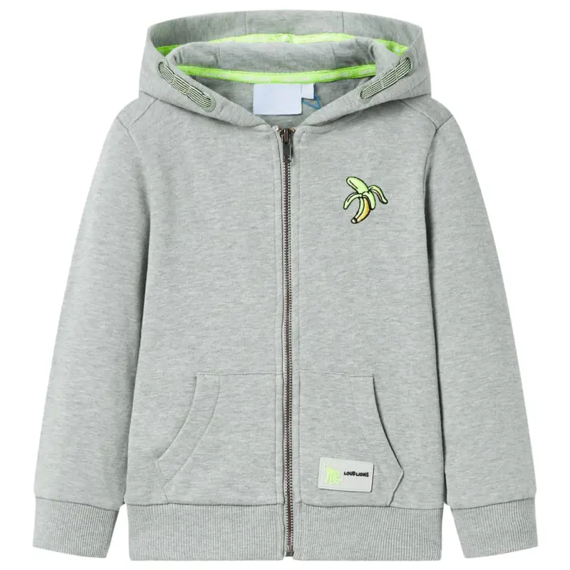 Bluza dziecięca z kapturem i suwakiem, jasne khaki melanż, 92