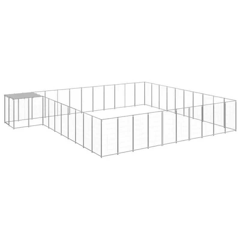 Kojec dla psa, srebrny, 31,46 m², stalowy