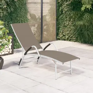 Leżak z tworzywa textilene i aluminium, kolor taupe