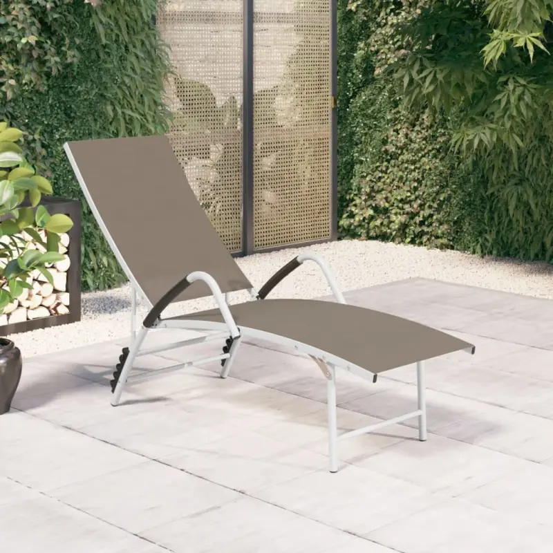 Leżak z tworzywa textilene i aluminium, kolor taupe