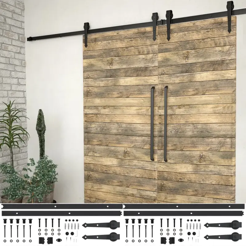 System do montażu drzwi przesuwnych, 2szt., 200cm, stal, czarny