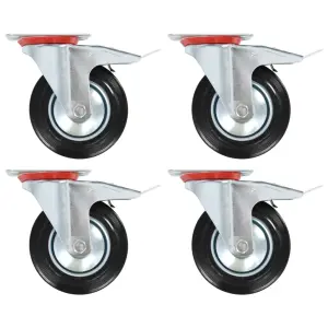 Kółka skrętne z podwójnymi hamulcami, 4 szt., 160 mm