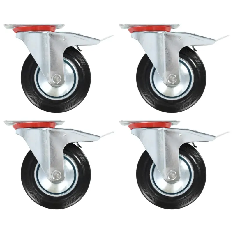 Kółka skrętne z podwójnymi hamulcami, 4 szt., 160 mm