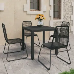 5-częściowy zestaw mebli ogrodowych, rattan PVC, czarny