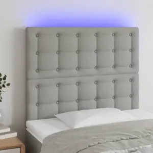Zagłówek do łóżka z LED, jasnoszary, 80x5x118/128 cm, tkanina