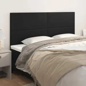 Zagłówek czarny 200x5x118/128 cm skóra ekologiczna