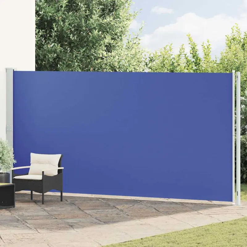 Zwijana markiza boczna na taras, 200x600 cm, niebieska