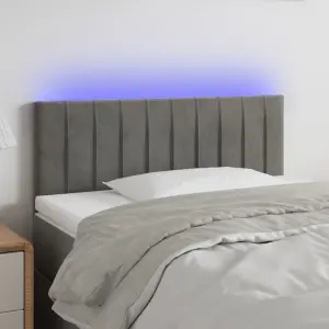 Zagłówek do łóżka z LED, jasnoszary, 100x5x78/88 cm, aksamit