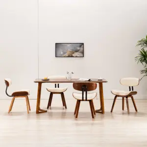 Krzesła stołowe, 4 szt., kremowe, gięte drewno i sztuczna skóra