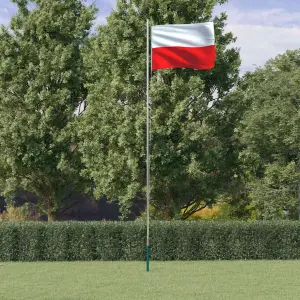 Flaga Polski z masztem, 6,08 m, aluminium