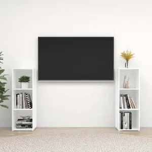 Szafki TV, 2 szt., białe, 107x35x37 cm, płyta wiórowa