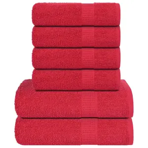 6-cz. zestaw ręczników, FROGN, czerwony, 360 g/m²