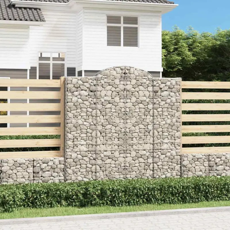 Kosze gabionowe, 7 szt, 200x50x200/220 cm, galwanizowane żelazo