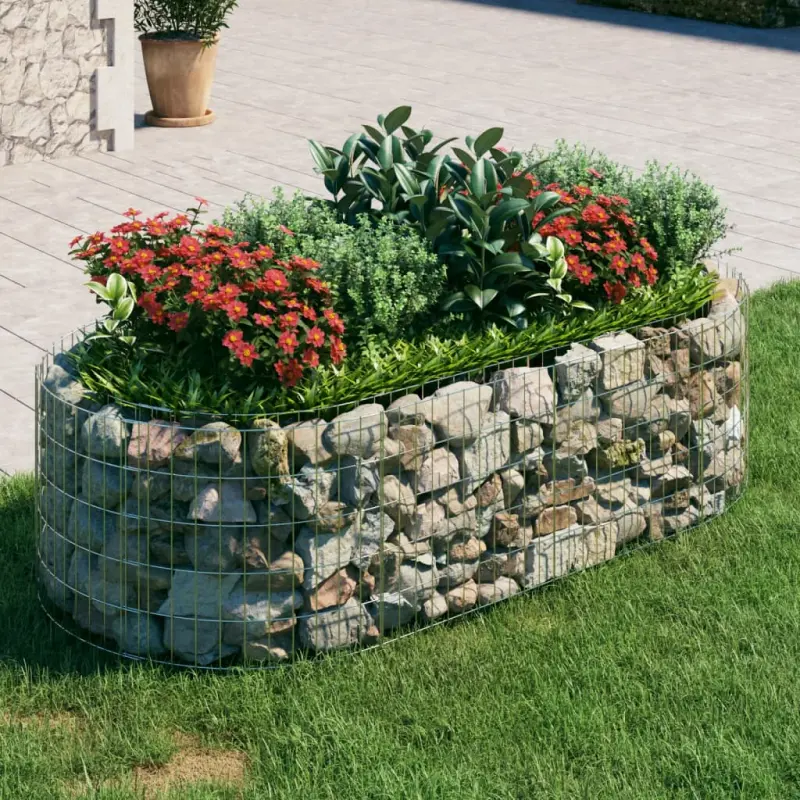 Podwyższona donica gabionowa galwanizowane żelazo 200x100x50 cm