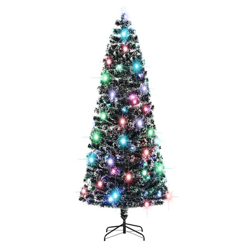 Sztuczna choinka z LED i stojakiem 240 cm, włókno optyczne