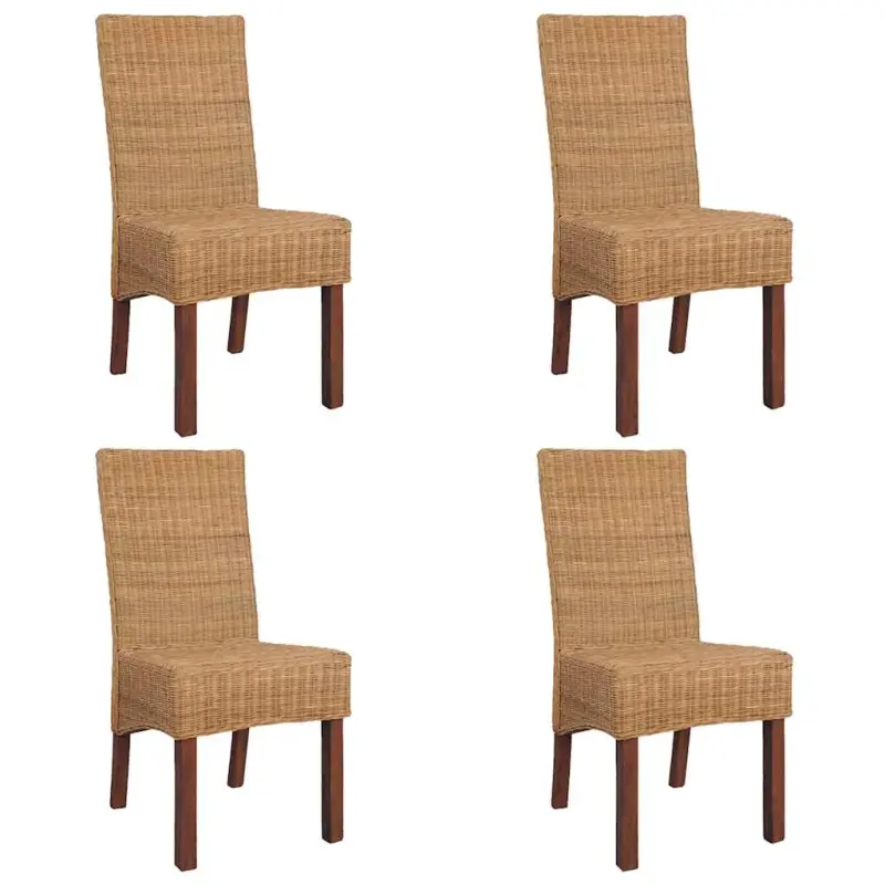 Krzesła stołowe, 4 szt., brązowe, naturalny rattan