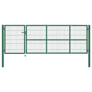 Brama ogrodowa ze słupkami 350x100 cm, stal, zielona