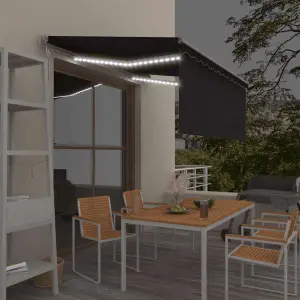 Automatycznie zwijana markiza, LED i czujnik wiatru, 3,5x2,5 m