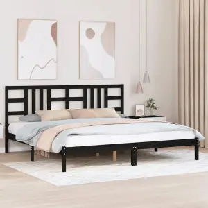 Rama łóżka, czarna, lite drewno, 200 x 200 cm