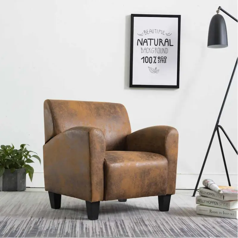 Sofa Chair Brown 70x69x72 cm Skóra syntetyczna zamszowa