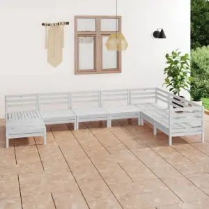 Meble ogrodowe z litego drewna sosnowego 8-cz. zestaw wypoczynkowy biały