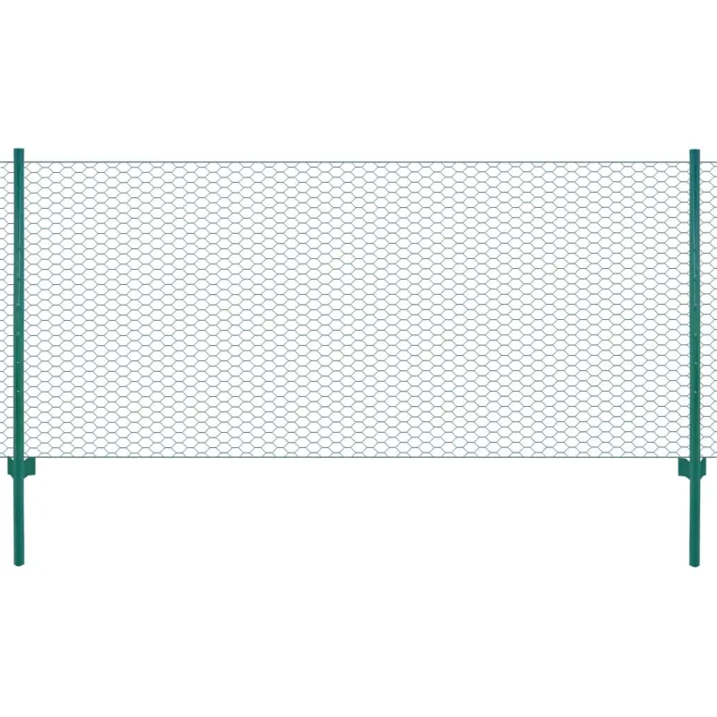 Siatka ogrodzeniowa ze słupkami, stal, 25 x 0,75 m, zielony