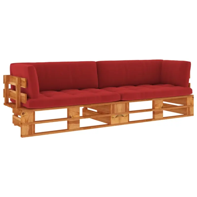 Sofa 2-os. z palet, z poduszkami, miodowy brąz, drewno sosnowe