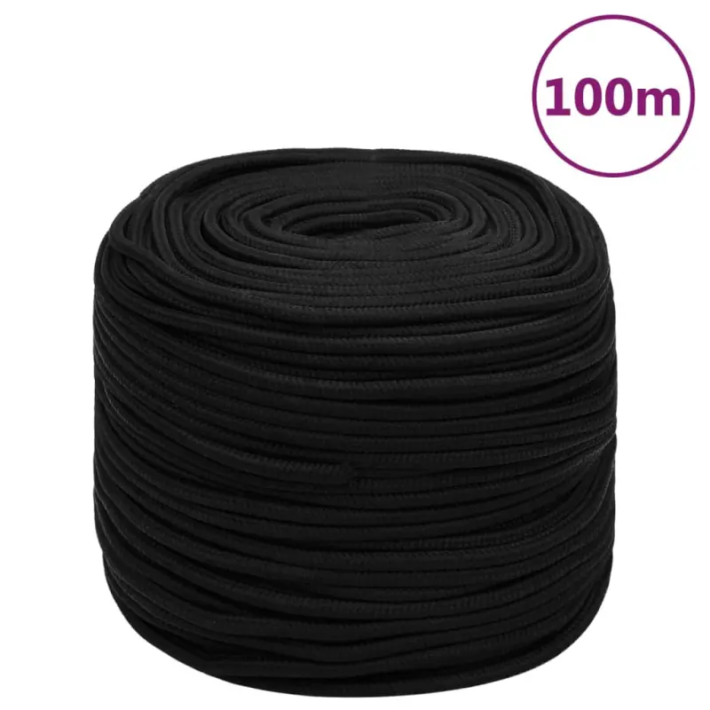 LinKa robocza, czarna, 6 mm, 100 m, poliester