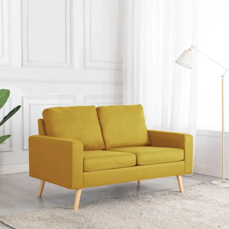 2-osobowa sofa, żółta, tapicerowana tkaniną