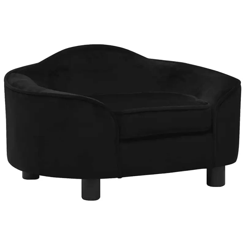 Sofa dla psa, czarna, 67x47x36 cm, pluszowa