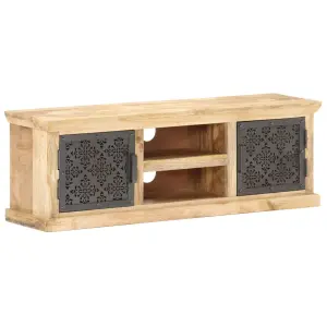 Szafka pod TV ze stalowymi drzwiami, 120x30x40 cm, drewno mango