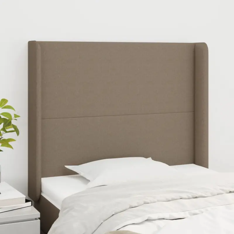 Zagłówek uszak, taupe, 83x16x118/128 cm, tkanina