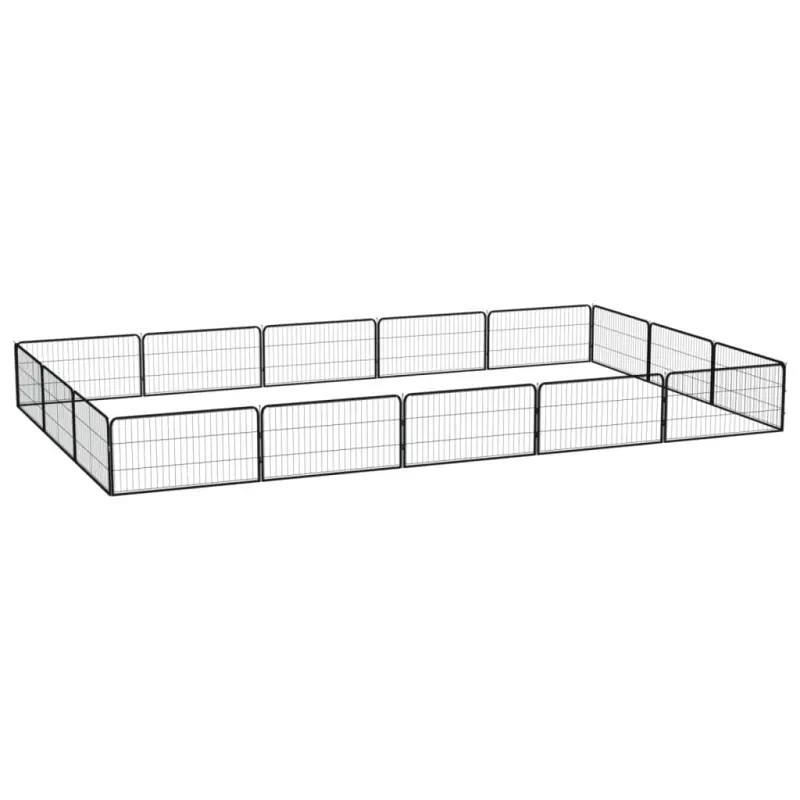 Kojec dla psa, 16 panele, czarny, 100x50 cm, stal