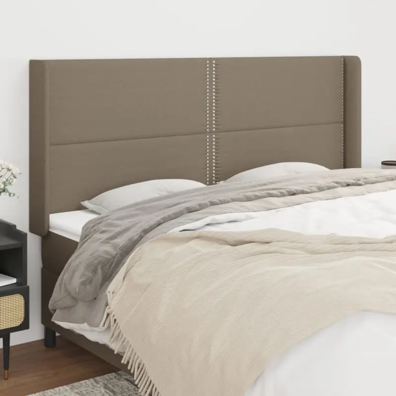 Zagłówek uszak, taupe, 203x16x118/128 cm, tkanina