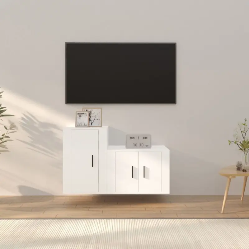 Zestaw 2 szafek TV, biały, materiał drewnopochodny