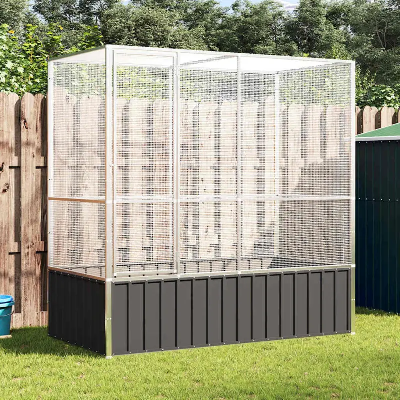 Woliera, srebrna, 210,5x107x212 cm, stal