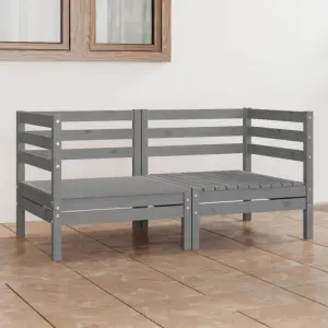 2-osobowa sofa ogrodowa, szara, lite drewno sosnowe