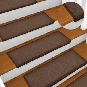 Maty na schody 15 szt. 65x21x4 cm Brązowe prostokątne krawędzie