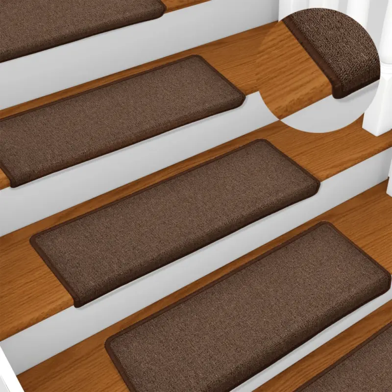 Maty na schody 15 szt. 65x21x4 cm Brązowe prostokątne krawędzie