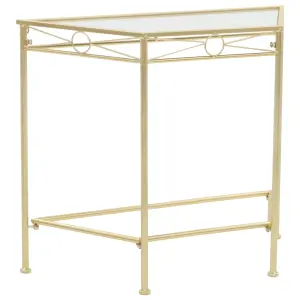 Stolik boczny w stylu vintage, metalowy, 87 x 34 x 73 cm, złoty