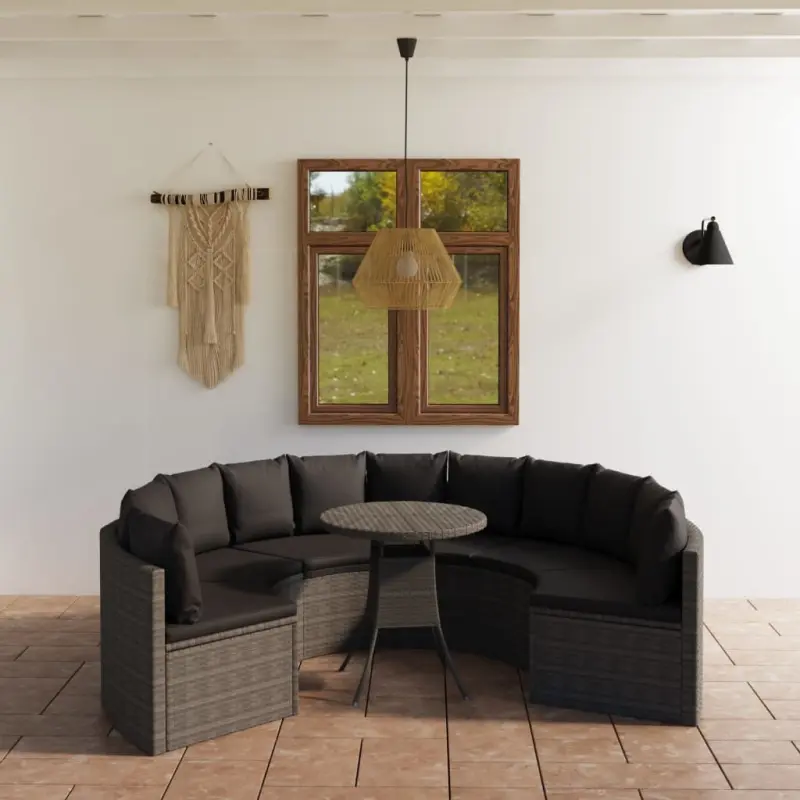 7-częściowa sofa do ogrodu, z poduszkami, polirattan, szara