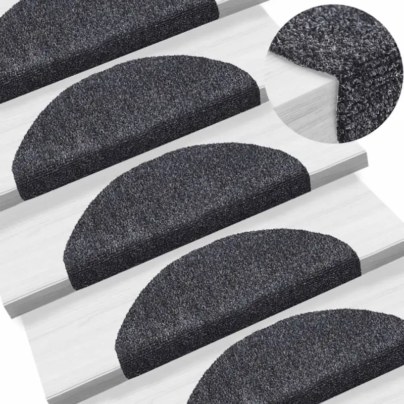 Maty na schody samoprzylepne 10 szt. 65x21x4 cm Ciemnoszary Półokrągły Duży