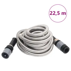 Wąż ogrodowy z dyszą zraszającą, srebrny, 0,6, 22,5 m, stal