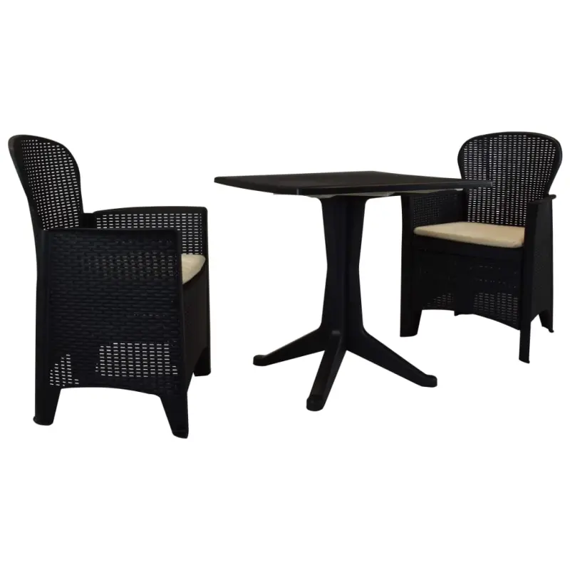 3-częściowy zestaw mebli bistro, antracytowy, rattan z tworzywa