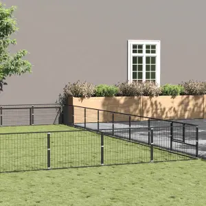 Kojec dla psa, czarny, 64 m², stalowy